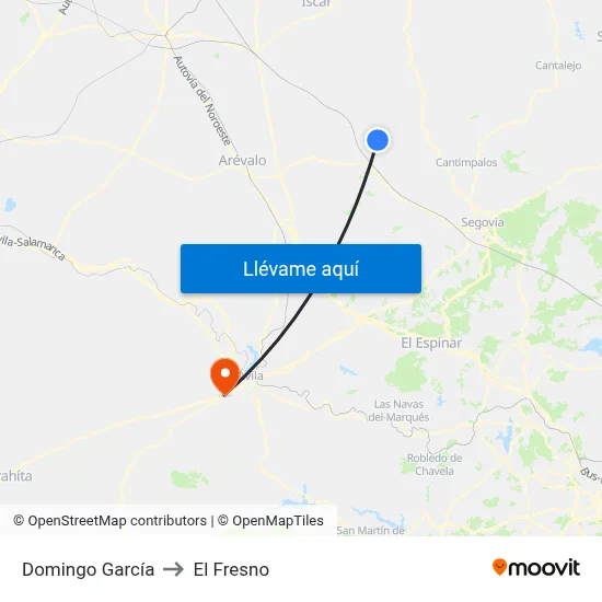 Domingo García to El Fresno map