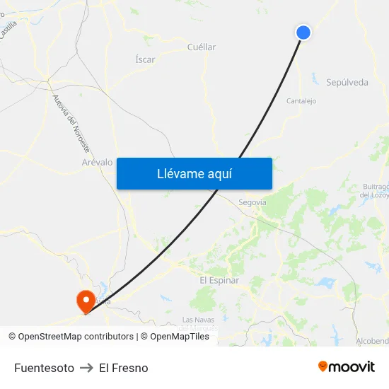 Fuentesoto to El Fresno map