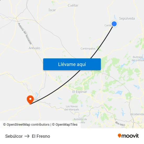 Sebúlcor to El Fresno map