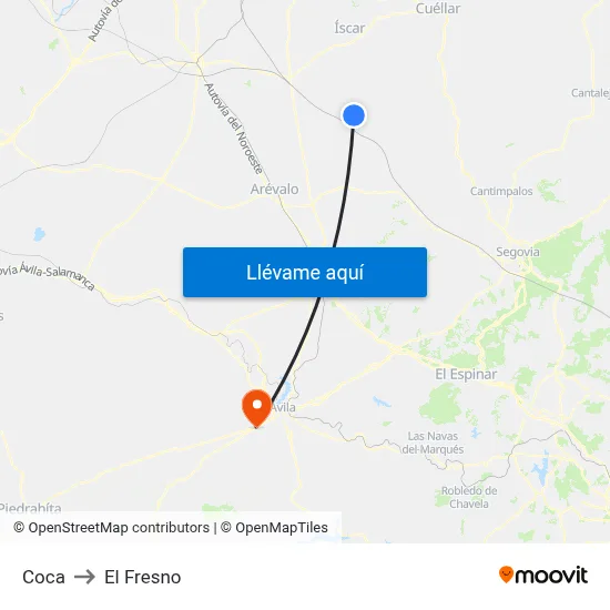 Coca to El Fresno map