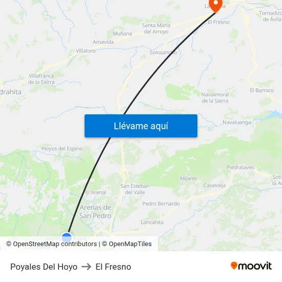 Poyales Del Hoyo to El Fresno map