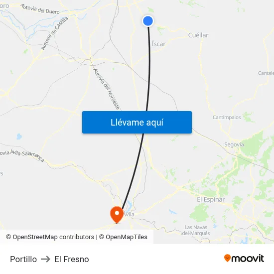 Portillo to El Fresno map
