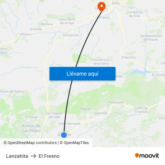 Lanzahíta to El Fresno map