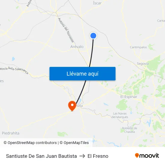 Santiuste De San Juan Bautista to El Fresno map