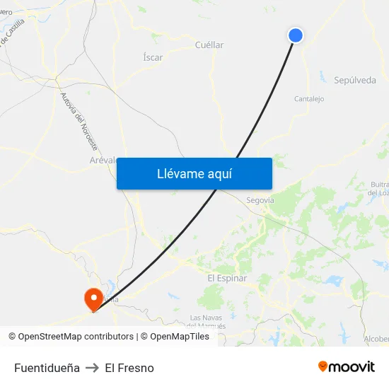 Fuentidueña to El Fresno map