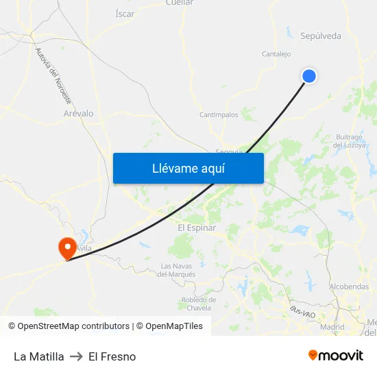 La Matilla to El Fresno map
