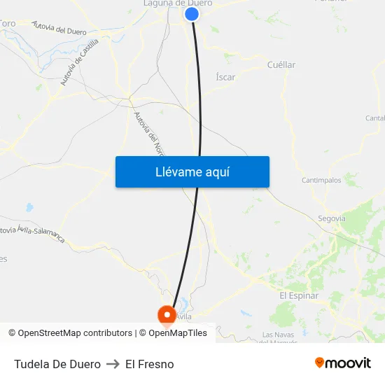 Tudela De Duero to El Fresno map