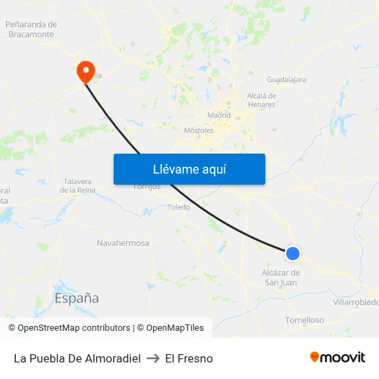 La Puebla De Almoradiel to El Fresno map