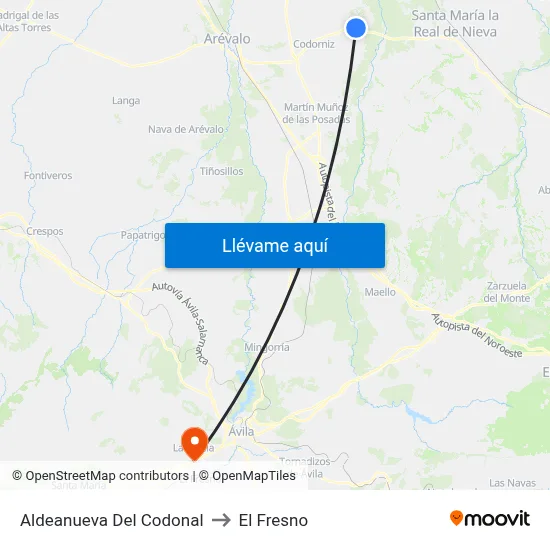 Aldeanueva Del Codonal to El Fresno map