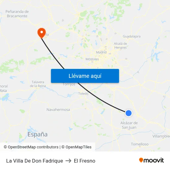 La Villa De Don Fadrique to El Fresno map
