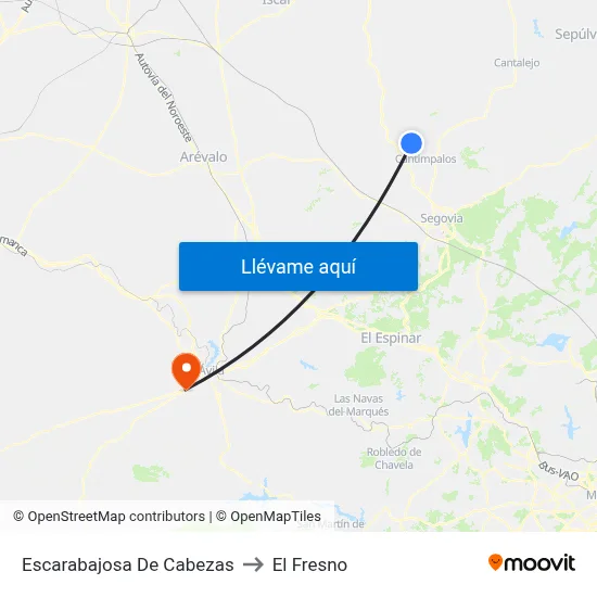 Escarabajosa De Cabezas to El Fresno map
