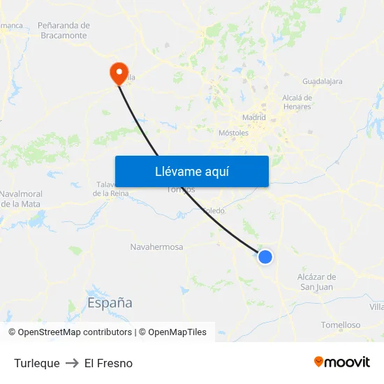 Turleque to El Fresno map