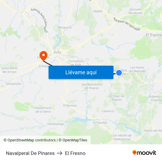 Navalperal De Pinares to El Fresno map