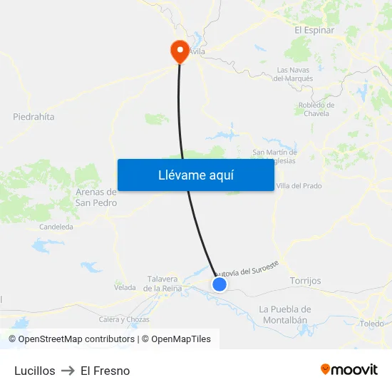 Lucillos to El Fresno map