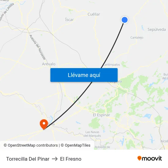 Torrecilla Del Pinar to El Fresno map