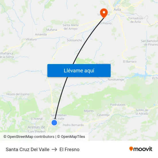 Santa Cruz Del Valle to El Fresno map