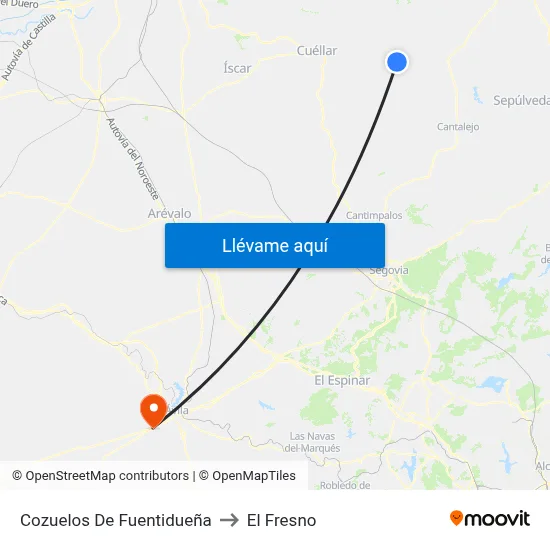 Cozuelos De Fuentidueña to El Fresno map