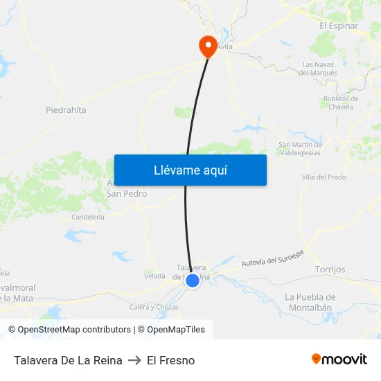 Talavera De La Reina to El Fresno map