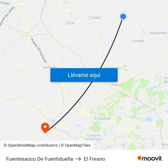 Fuentesaúco De Fuentidueña to El Fresno map