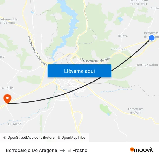Berrocalejo De Aragona to El Fresno map