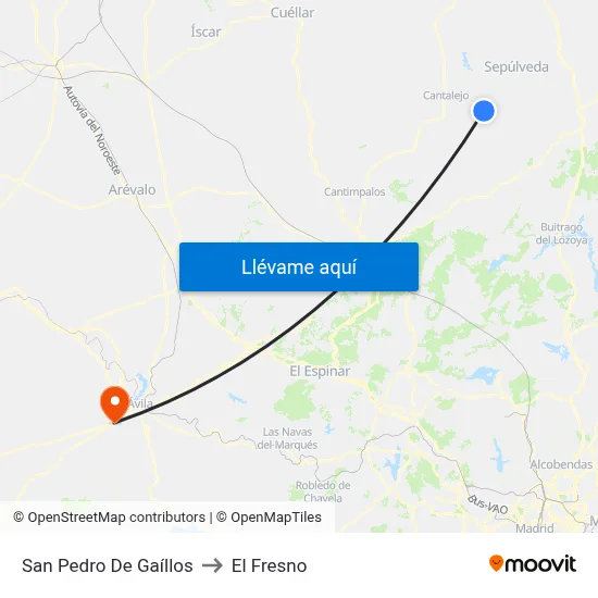 San Pedro De Gaíllos to El Fresno map