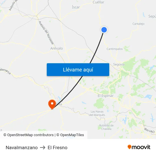 Navalmanzano to El Fresno map