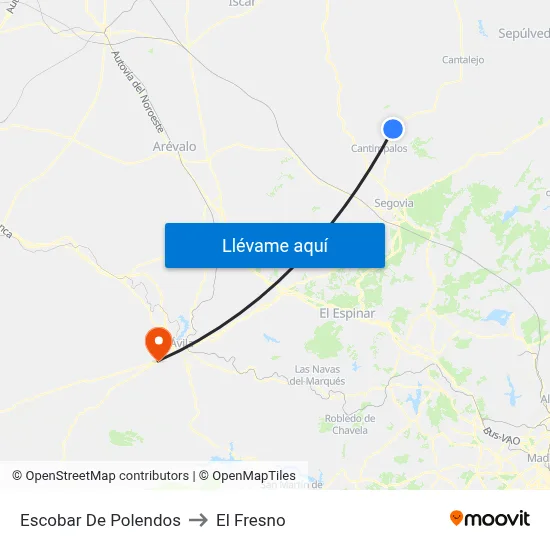 Escobar De Polendos to El Fresno map