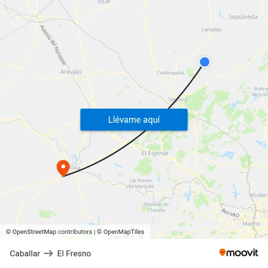 Caballar to El Fresno map