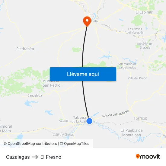 Cazalegas to El Fresno map