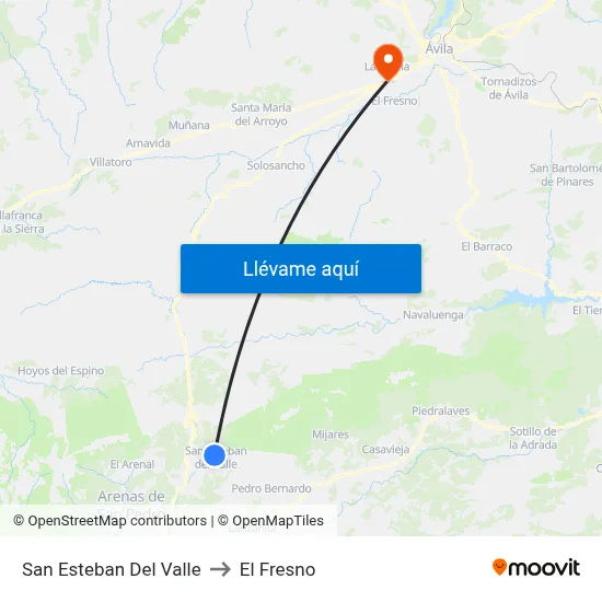 San Esteban Del Valle to El Fresno map
