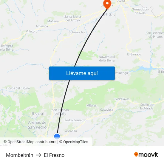 Mombeltrán to El Fresno map