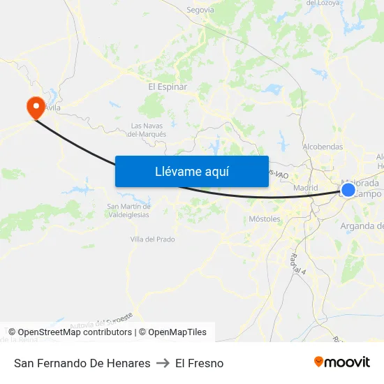 San Fernando De Henares to El Fresno map