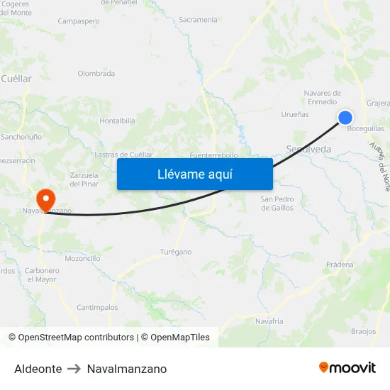 Aldeonte to Navalmanzano map