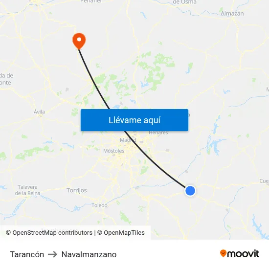 Tarancón to Navalmanzano map