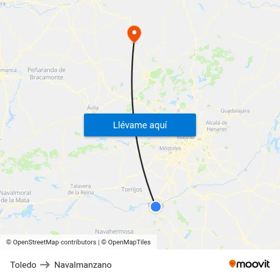Toledo to Navalmanzano map