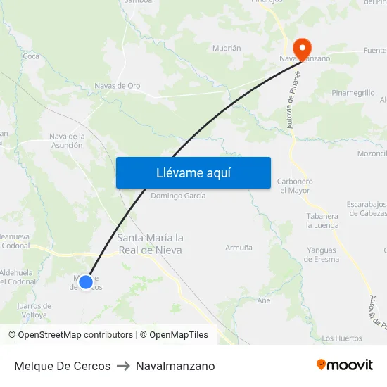 Melque De Cercos to Navalmanzano map