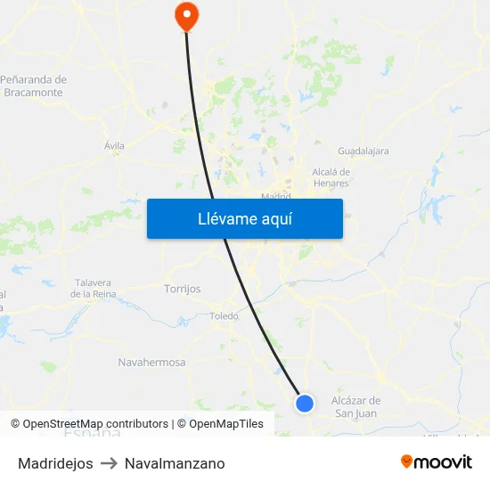 Madridejos to Navalmanzano map