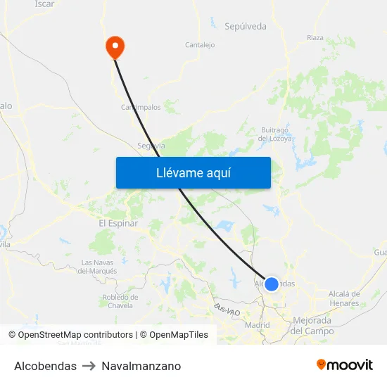 Alcobendas to Navalmanzano map