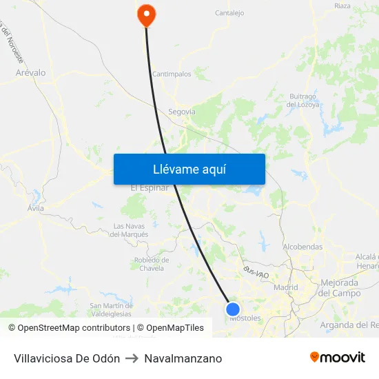 Villaviciosa De Odón to Navalmanzano map