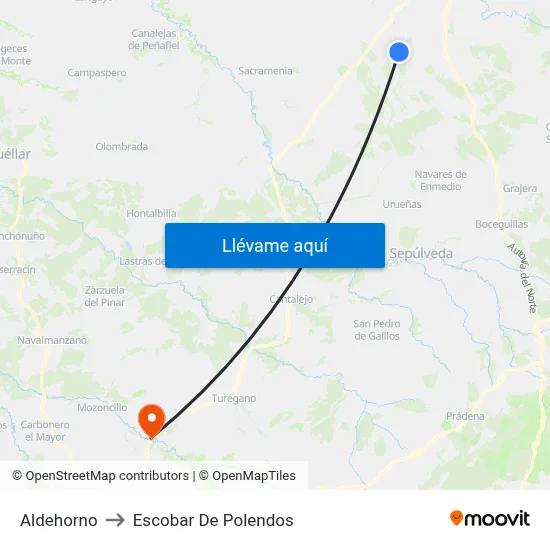 Aldehorno to Escobar De Polendos map