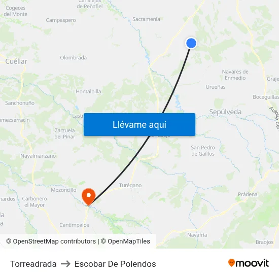 Torreadrada to Escobar De Polendos map