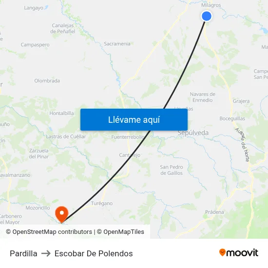 Pardilla to Escobar De Polendos map