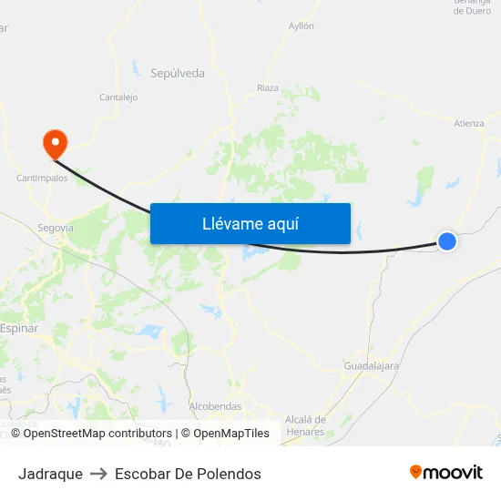Jadraque to Escobar De Polendos map