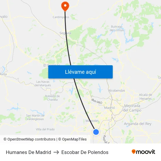 Humanes De Madrid to Escobar De Polendos map