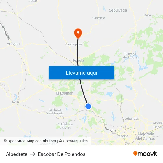 Alpedrete to Escobar De Polendos map