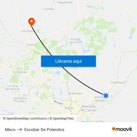Meco to Escobar De Polendos map