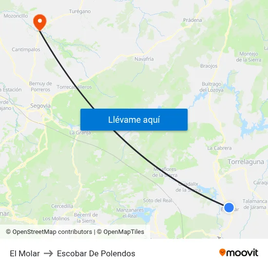El Molar to Escobar De Polendos map