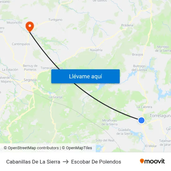 Cabanillas De La Sierra to Escobar De Polendos map
