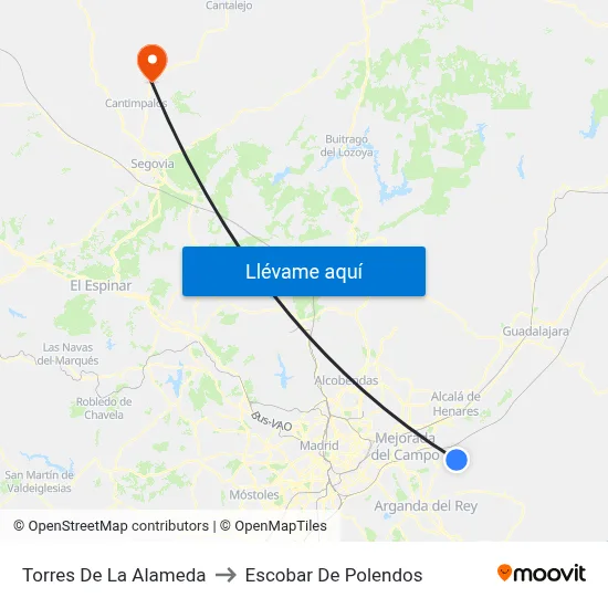 Torres De La Alameda to Escobar De Polendos map