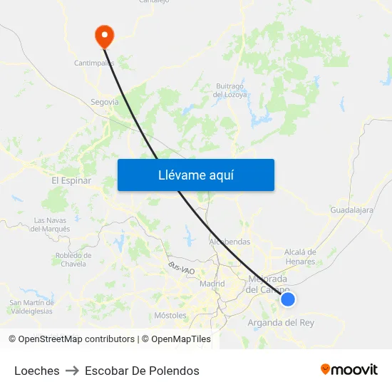 Loeches to Escobar De Polendos map